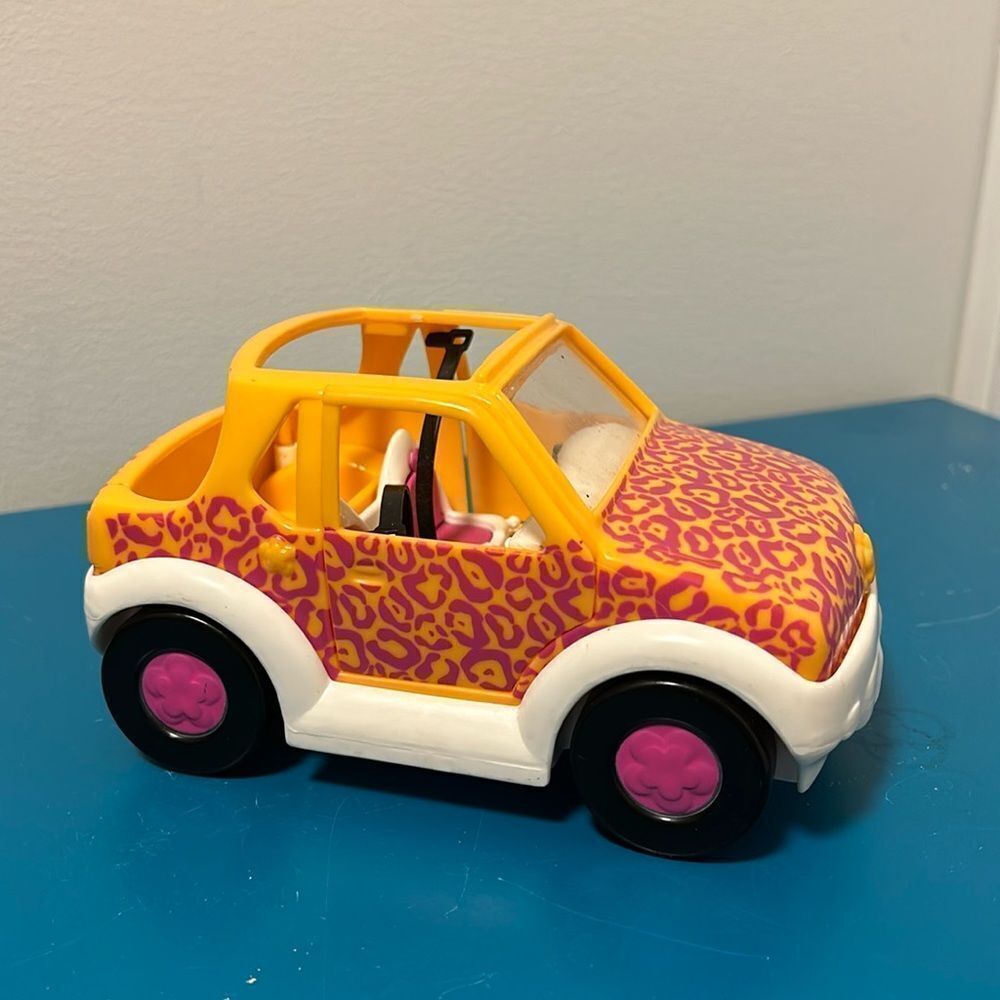 Polly Pocket Pink Orange Zebra Plastic Jeep Car 2001